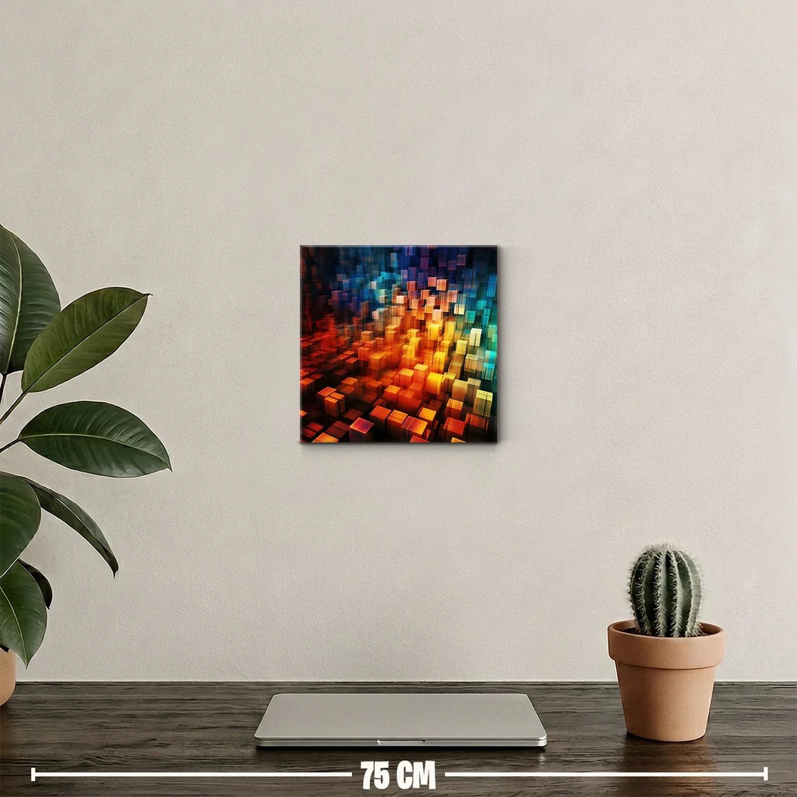 Composición abstracta de cubos en tonos cálidos y fríos — miniatura 2