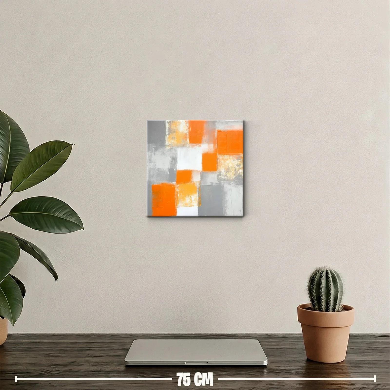 Cuadro abstracto en tonos naranjas y grises modernos — miniatura 2