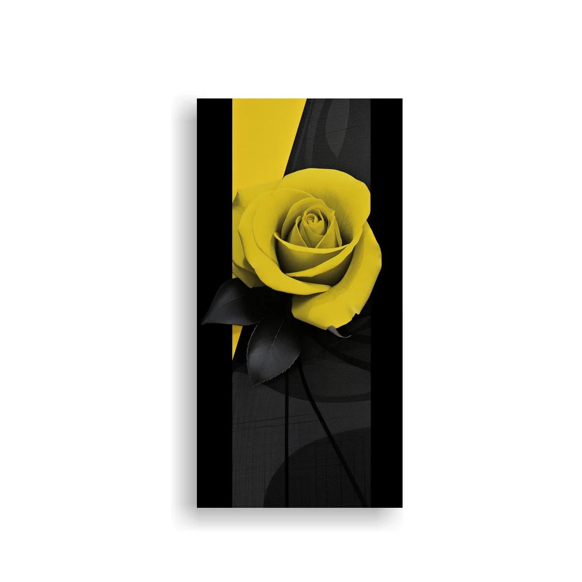Cuadro rosa amarilla sobre fondo oscuro — imagen principal