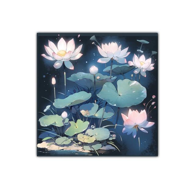 Delicadas flores de loto iluminadas en tonos suaves