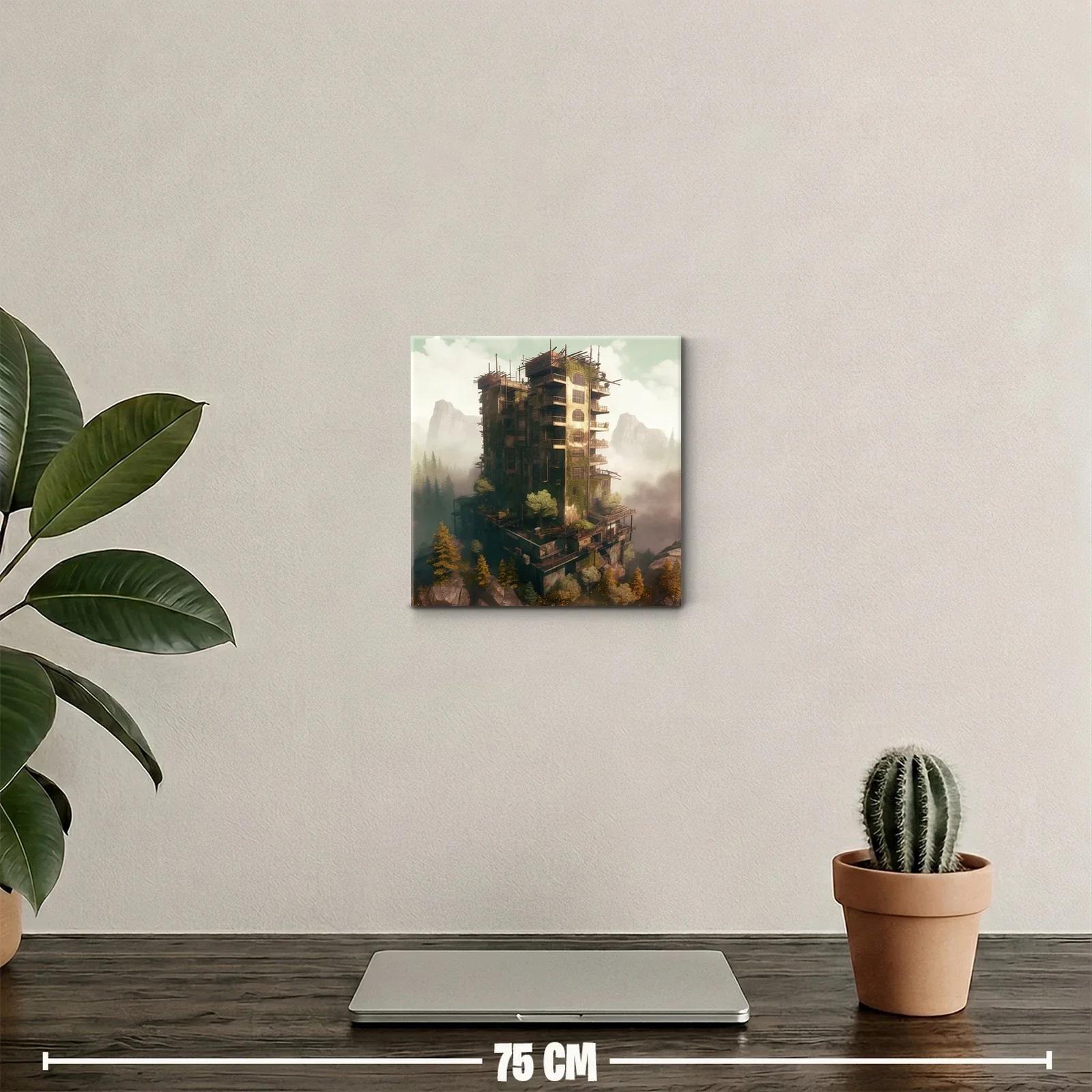 Edificio abandonado entre naturaleza y niebla misteriosa — miniatura 2