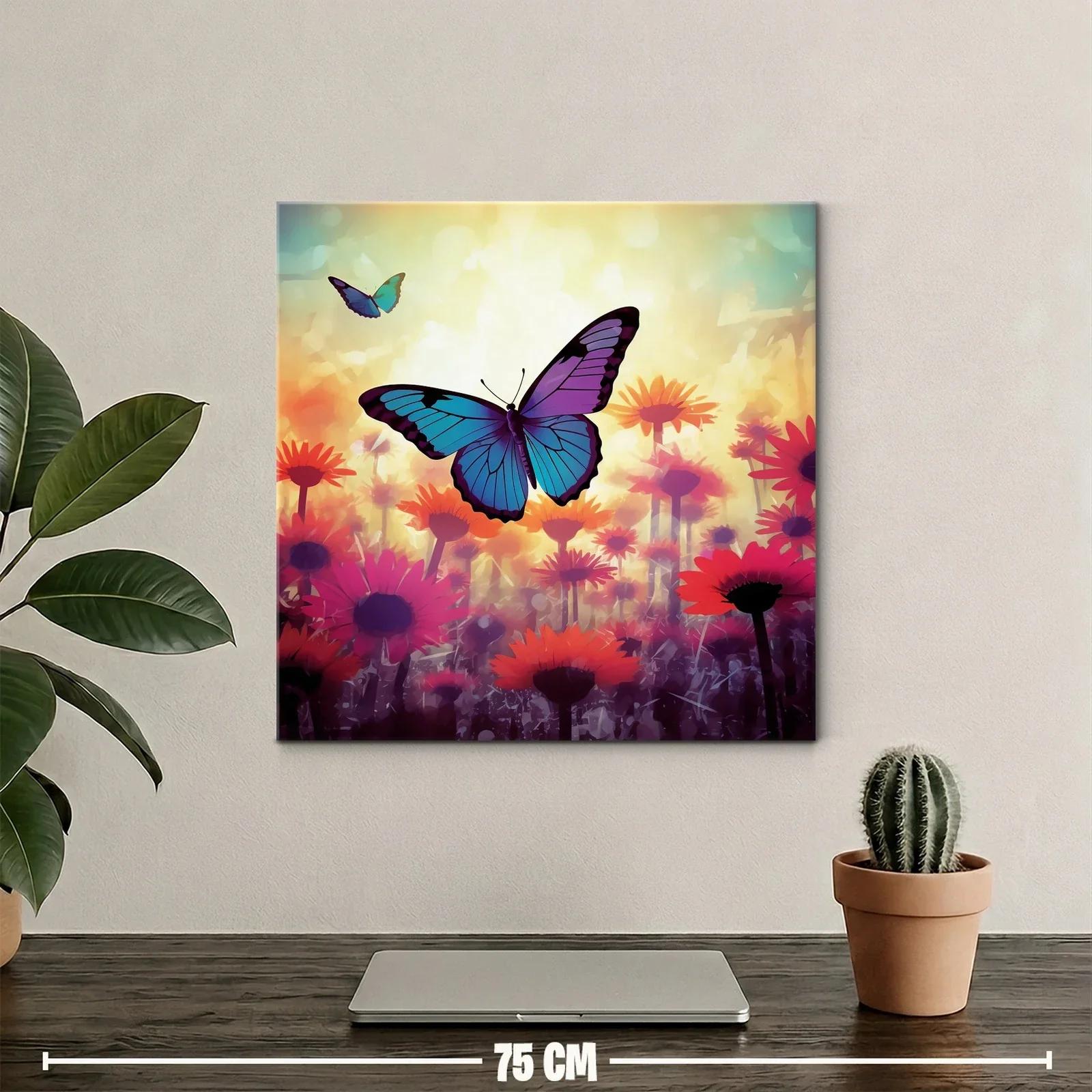 Mariposas vibrantes sobre campo de flores luminosas — miniatura 2