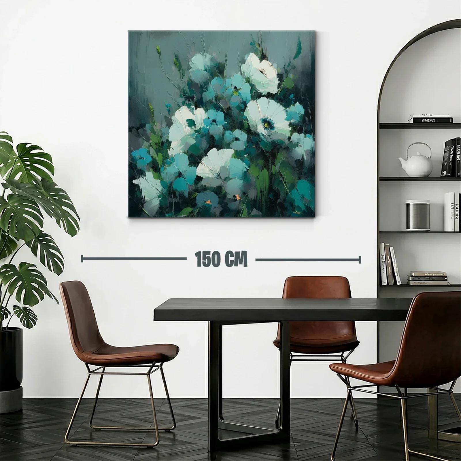 Flores blancas y turquesas con fondo gris azulado — miniatura 2