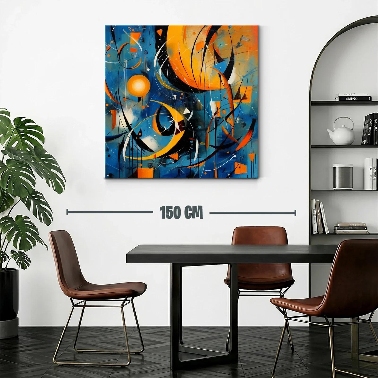 Composición dinámica en tonos azul y naranja vibrante — miniatura 2
