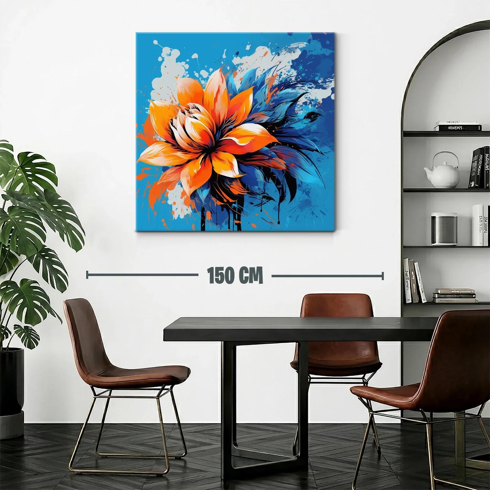 Flor vibrante con contrastes en azul y naranja intenso — miniatura 2