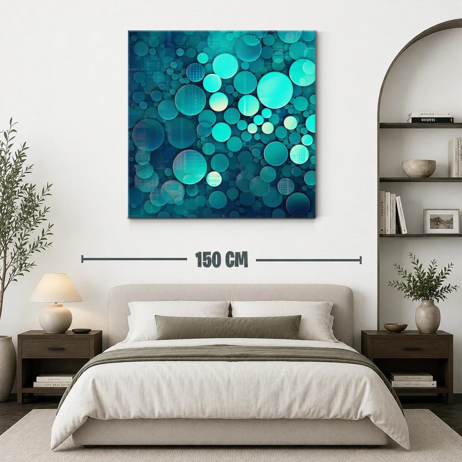 Composición abstracta con círculos en tonos turquesa y azul — miniatura 3
