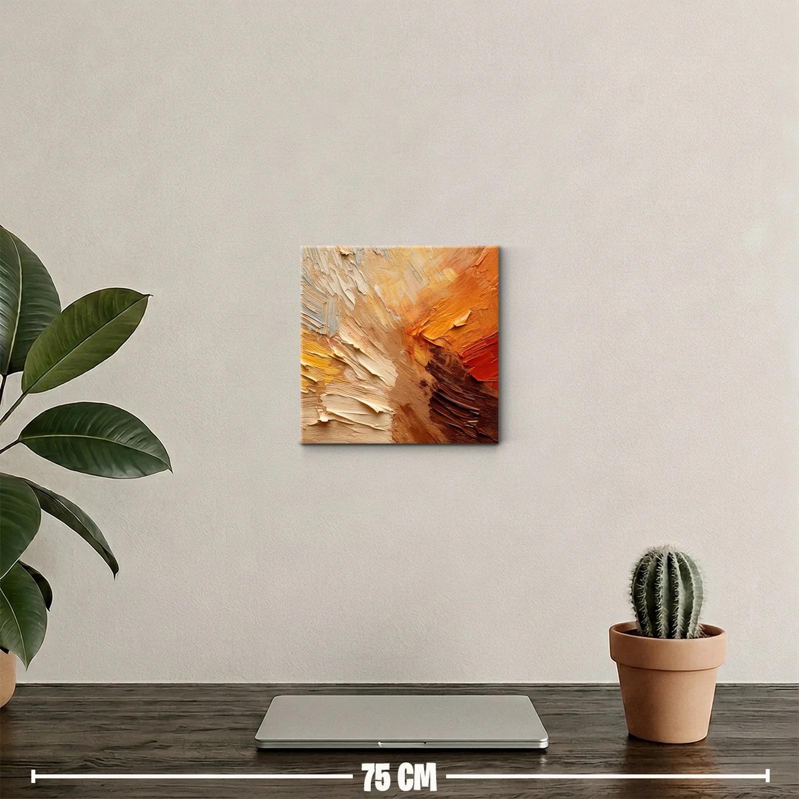 Cuadro abstracto en tonos cálidos tierra y ocres — miniatura 2