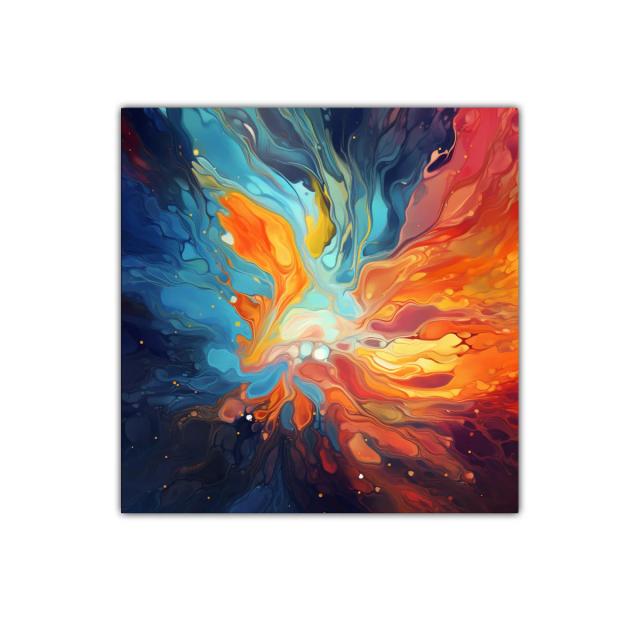 Explosión de colores cálidos y fríos en composición vibrante