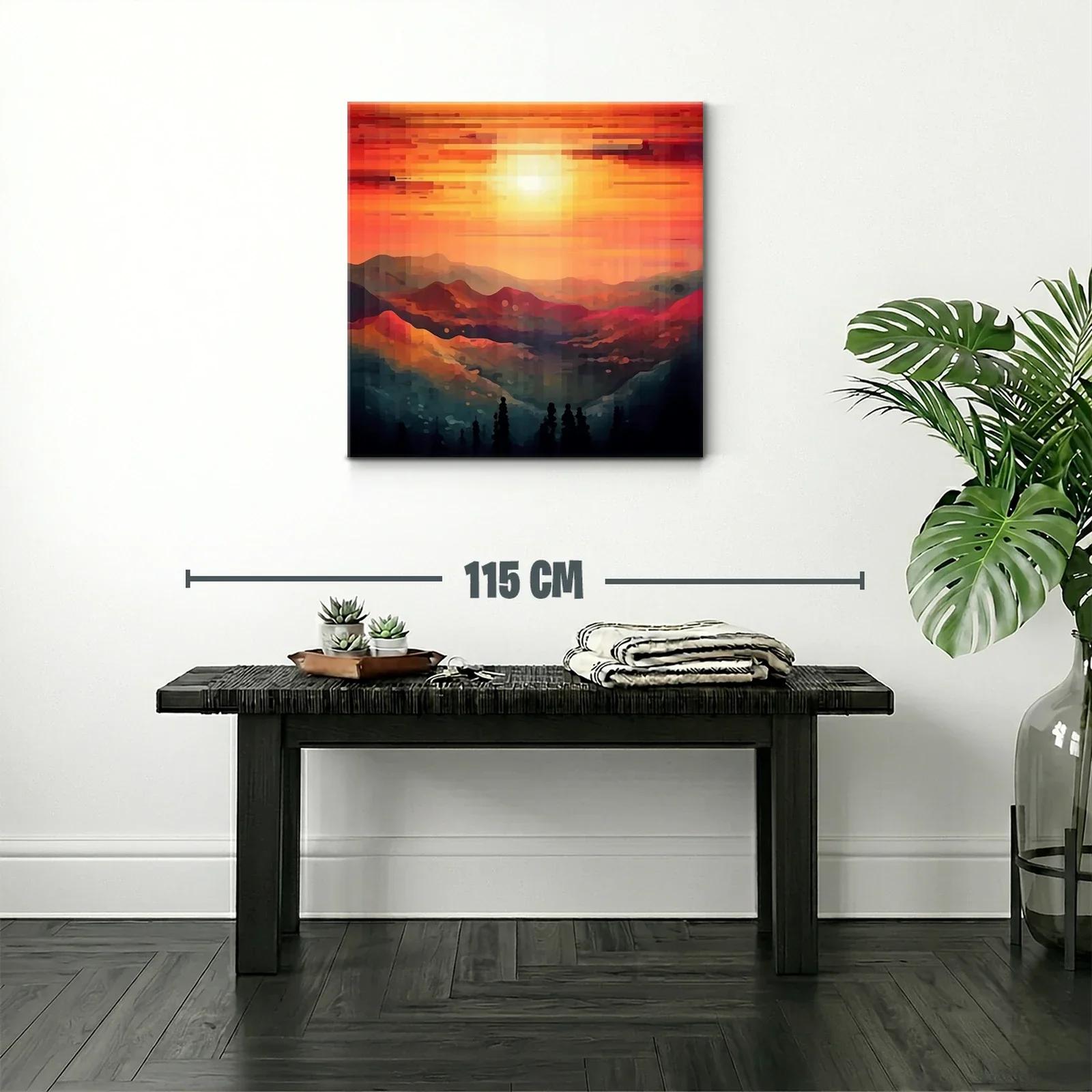 Paisaje de montaña con sol poniente en tonos cálidos — miniatura 2