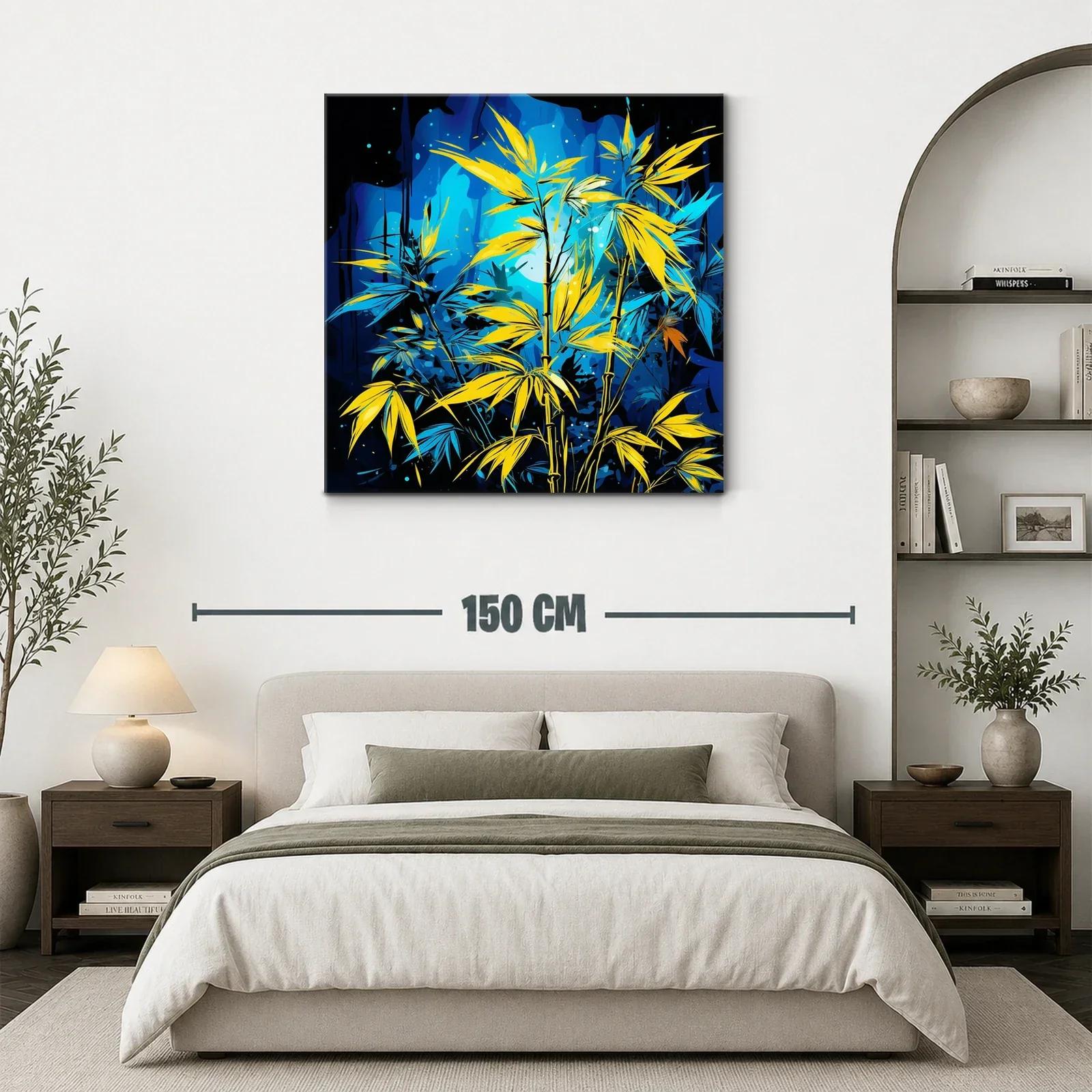 Bambú vibrante con contrastes azul y amarillo intenso — miniatura 3