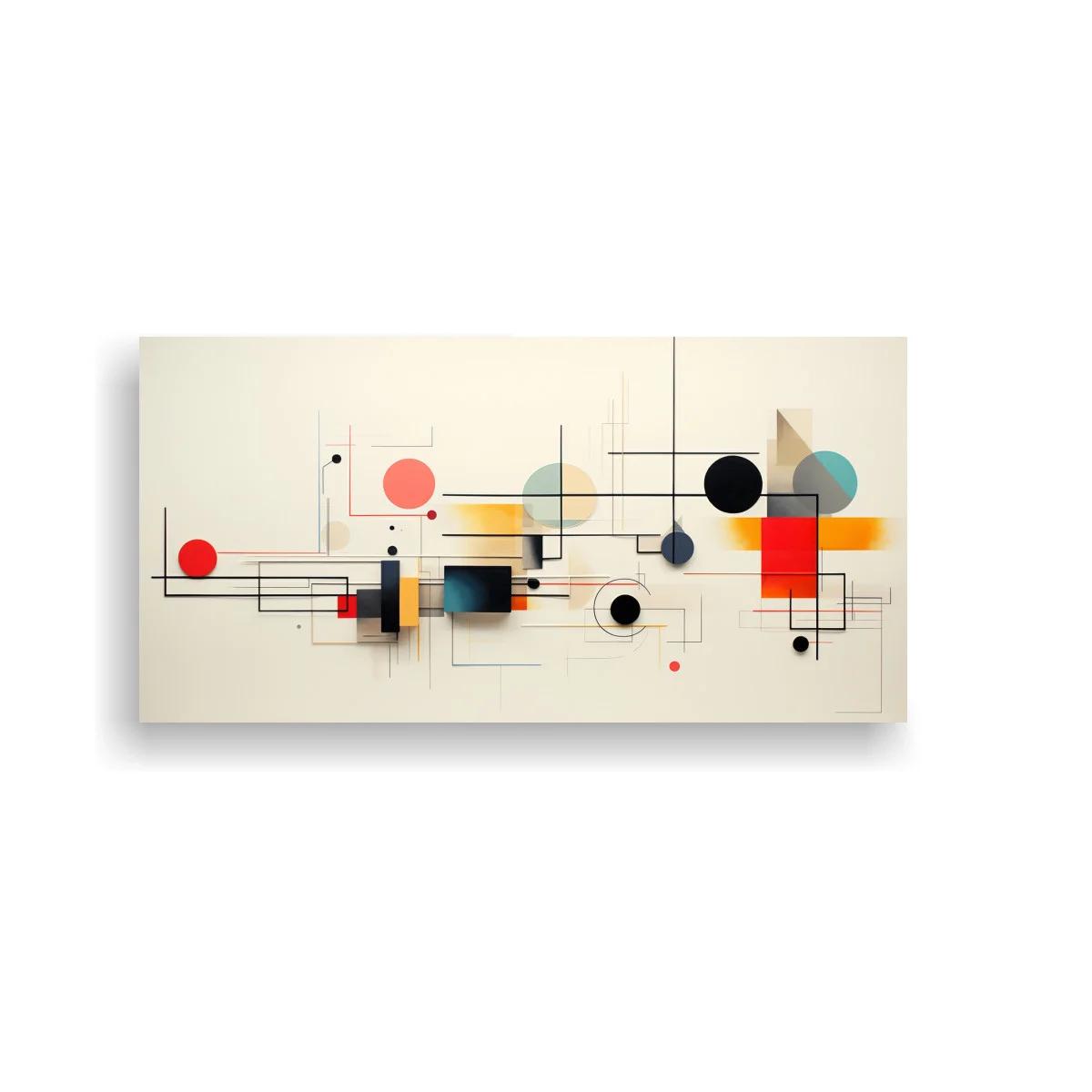 Cuadro composición geométrica abstracta con líneas finas y bloques