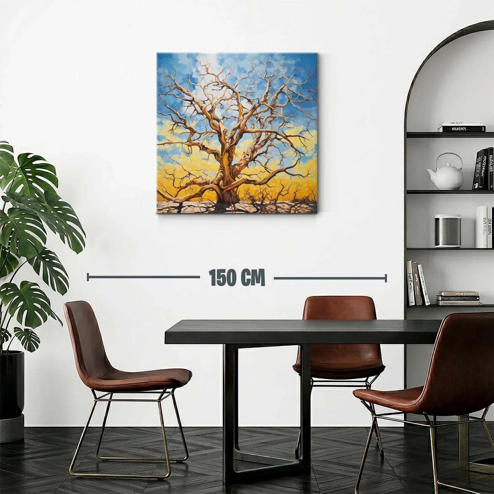 Árbol desnudo con cielo vibrante y fondo amarillo — miniatura 2