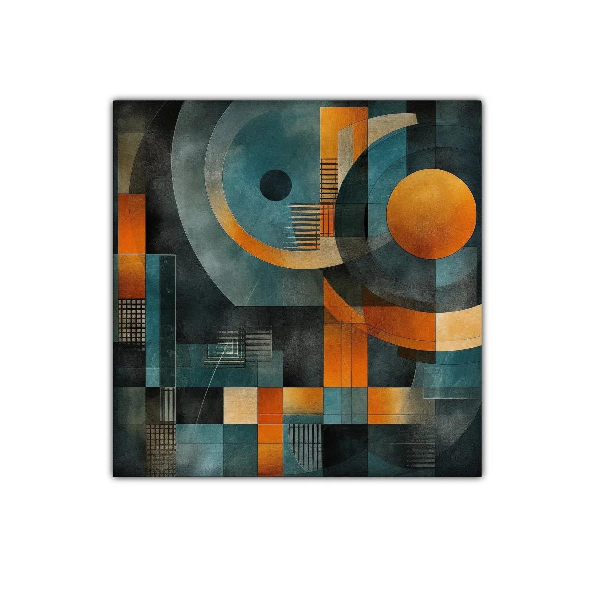 Composición abstracta con formas geométricas y tonos cálidos