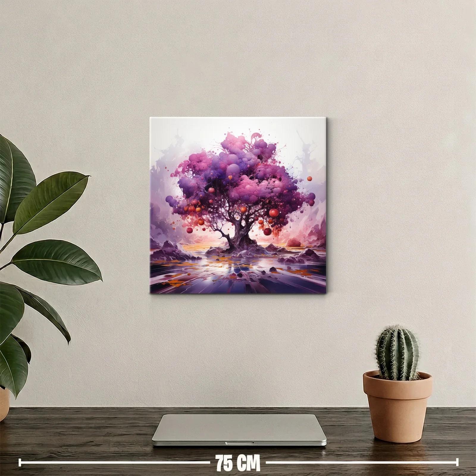 Árbol mágico en tonos morados con frutos naranjas vibrantes — miniatura 2