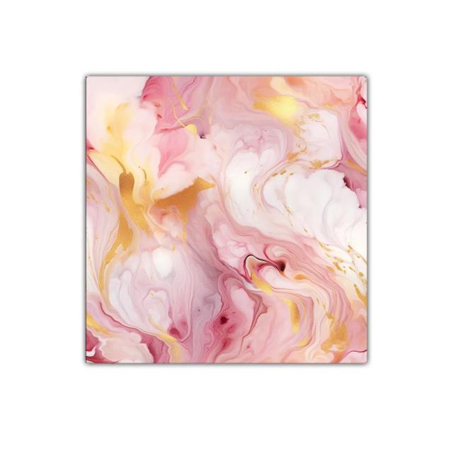 Cuadro decorativo con diseño abstracto en tonos rosas y dorados