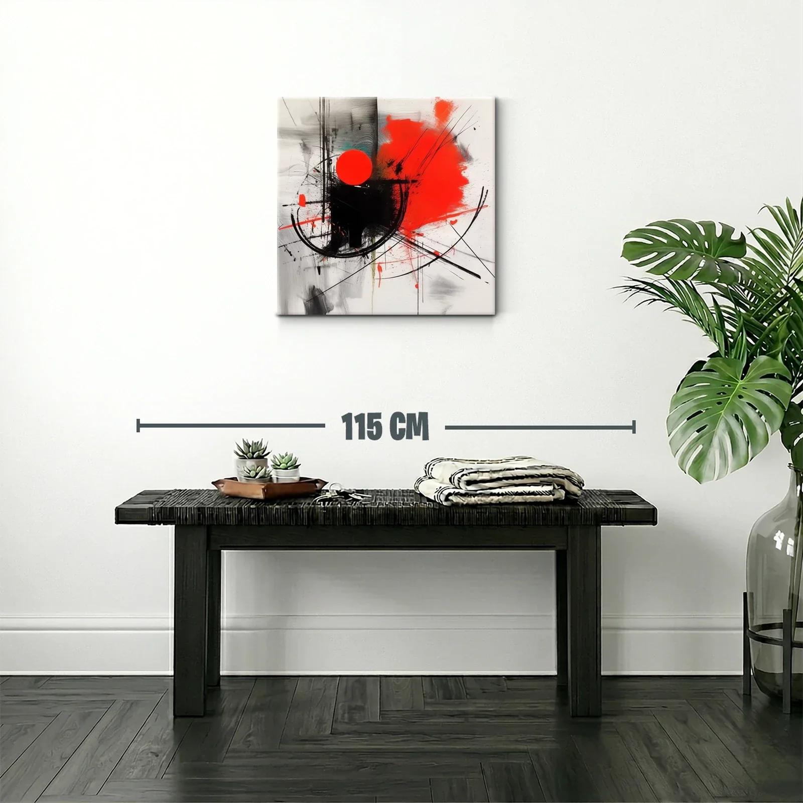 Composición abstracta con círculos rojos y trazos dinámicos — miniatura 2
