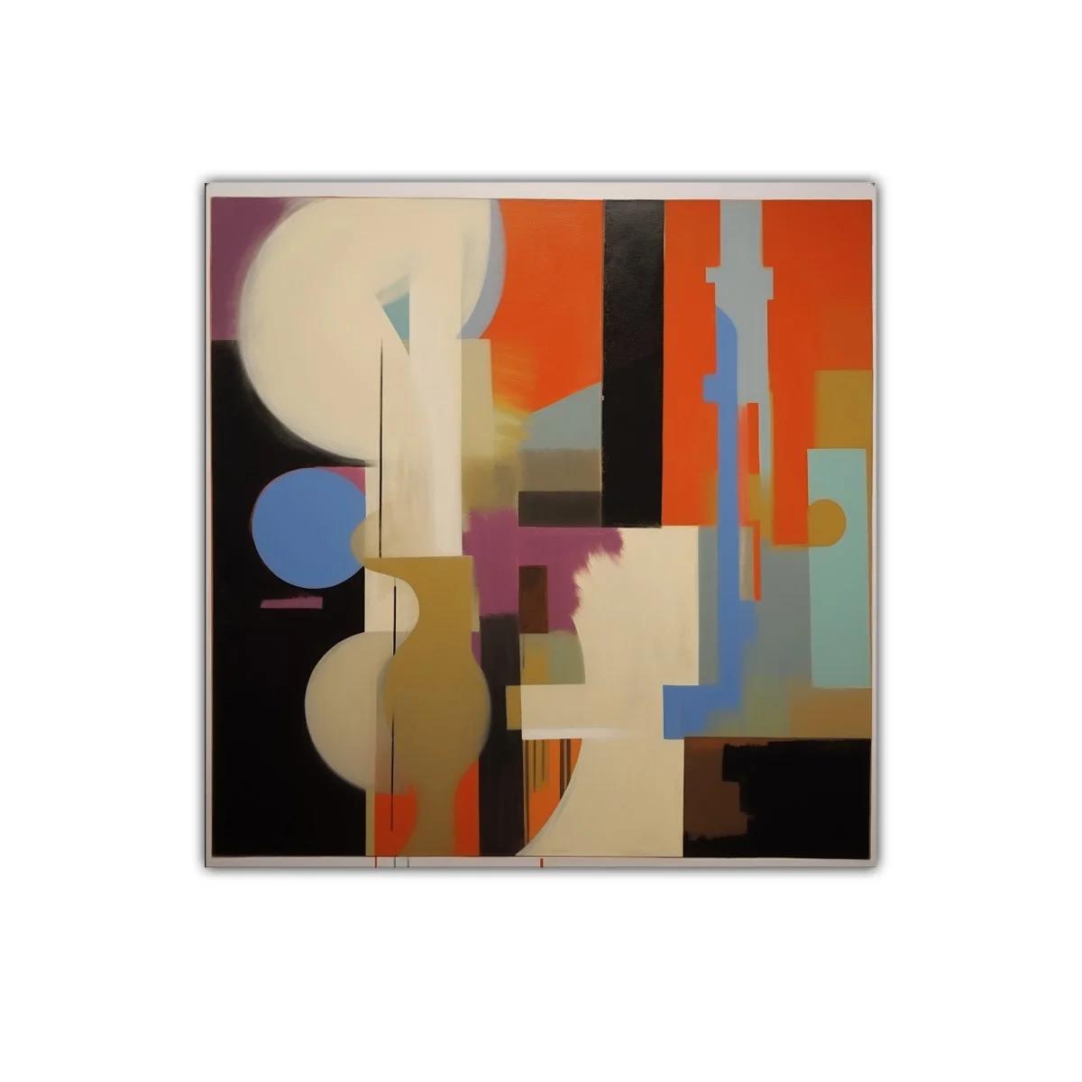 Composición abstracta con formas geométricas y colores cálidos