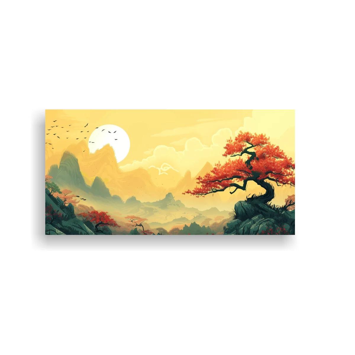 Cuadro árbol de otoño con bandada de pájaros — imagen principal