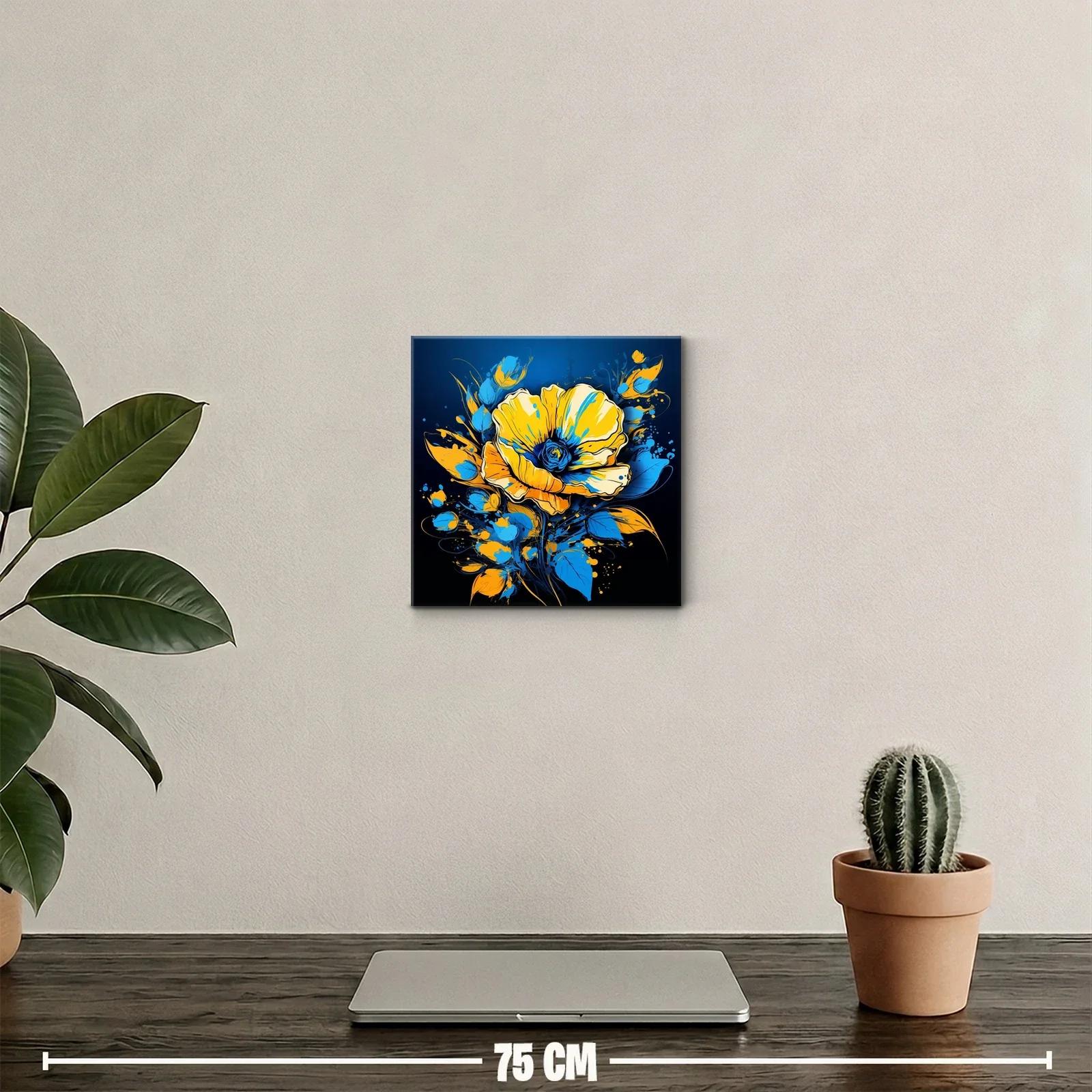 Flor vibrante en tonos azules y amarillos contrastantes — miniatura 2
