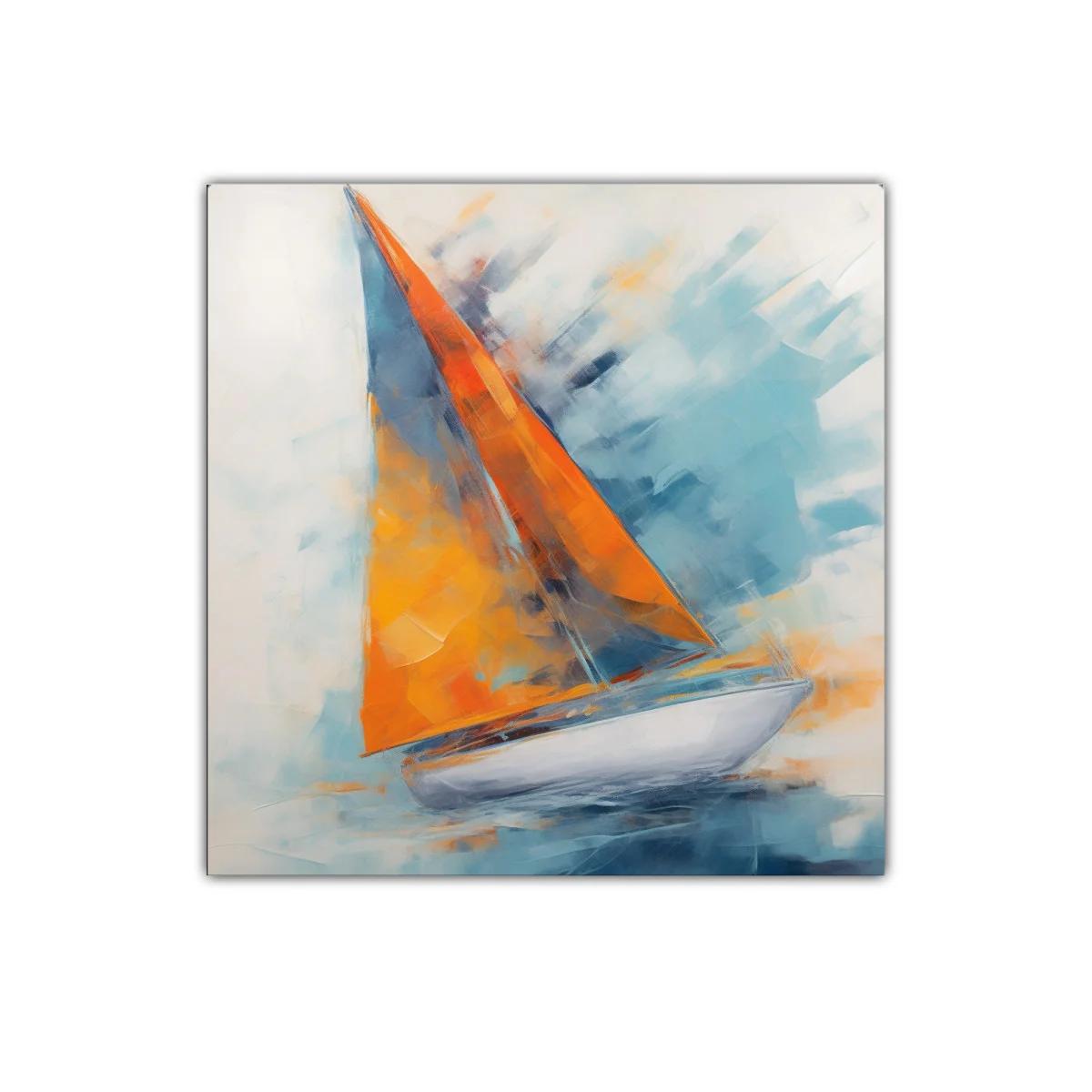 Cuadro con Decoración de Velero Naranja Dinámico — imagen principal