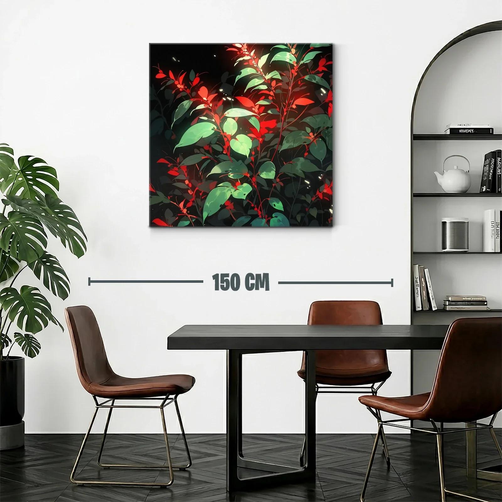 Naturaleza vibrante con hojas verdes y toques rojos llamativos — miniatura 2
