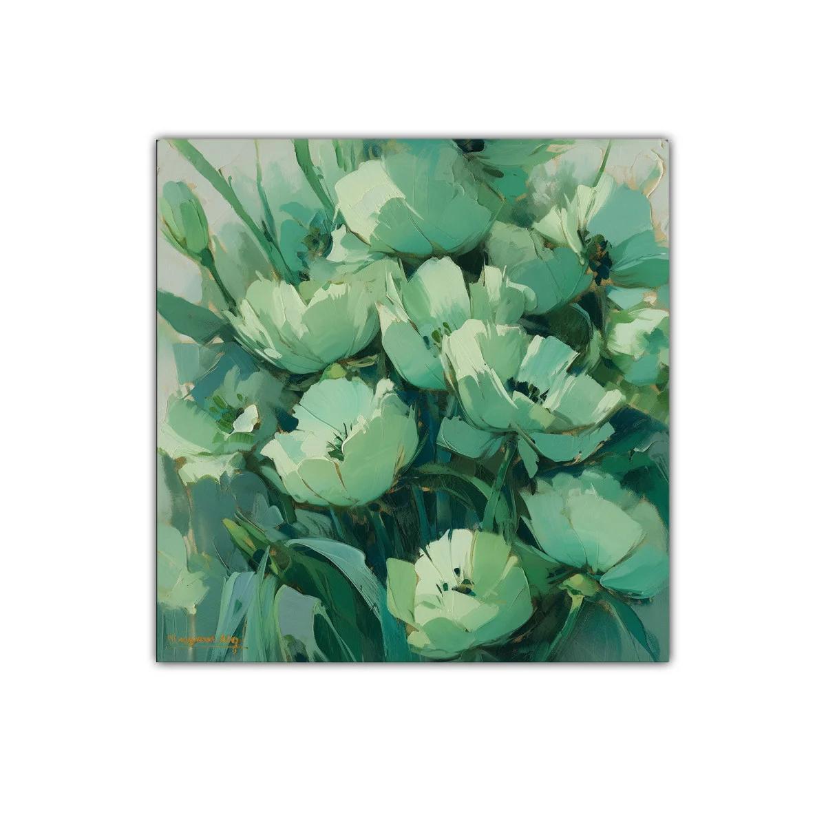 Cuadro floral en tonos verdes para un ambiente sereno — imagen principal