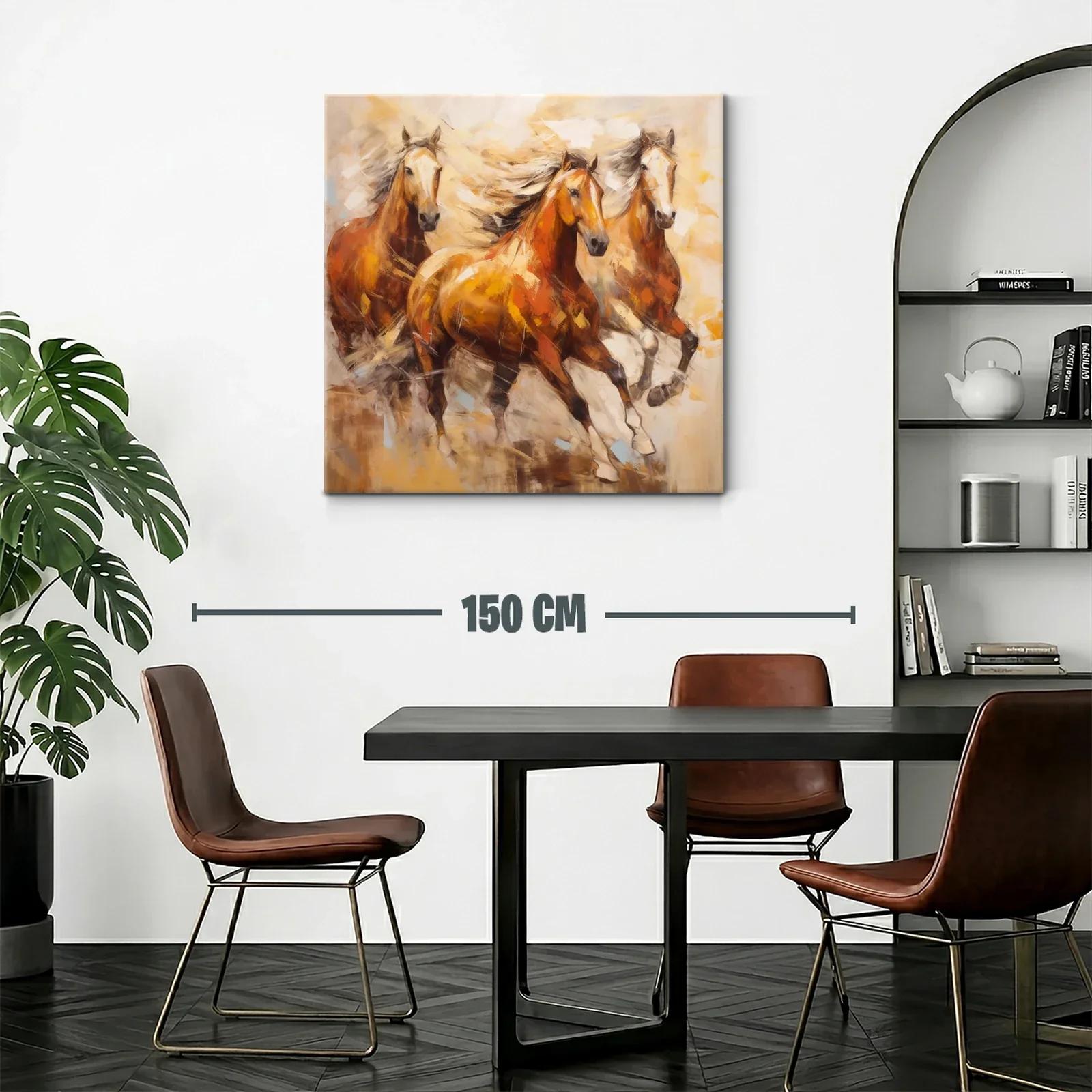 Cuadro con Caballos en Movimiento y Tonos Cálidos — miniatura 2
