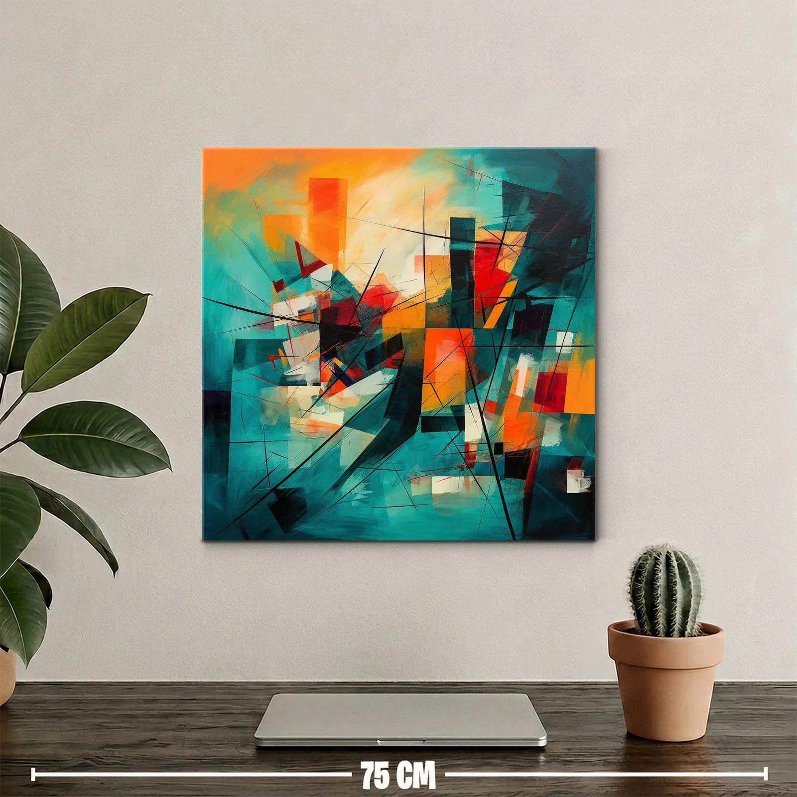 Cuadro abstracto vibrante con formas y líneas dinámicas — miniatura 2