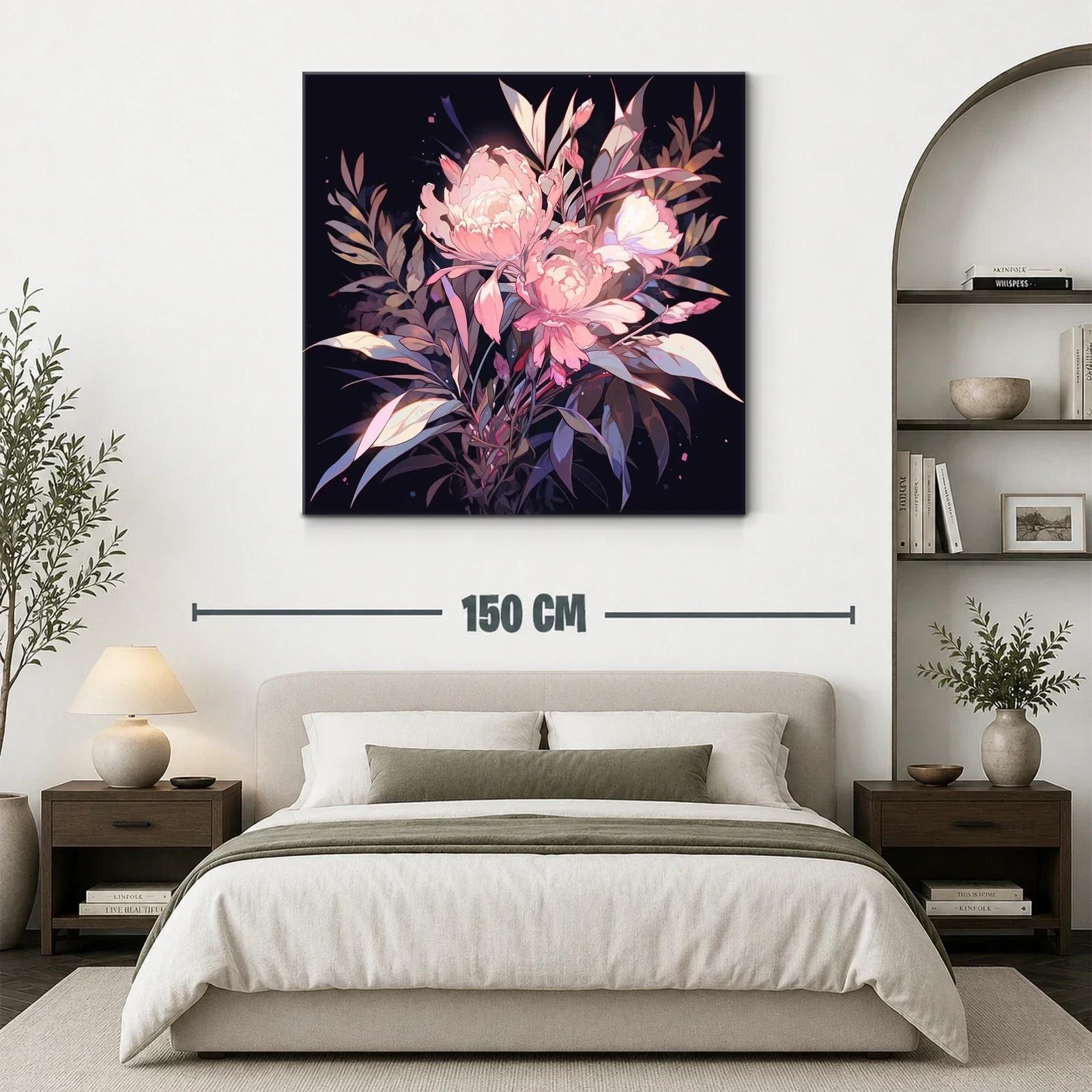 Ramo floral delicado en tonos rosa y lavanda sobre fondo oscuro — miniatura 3