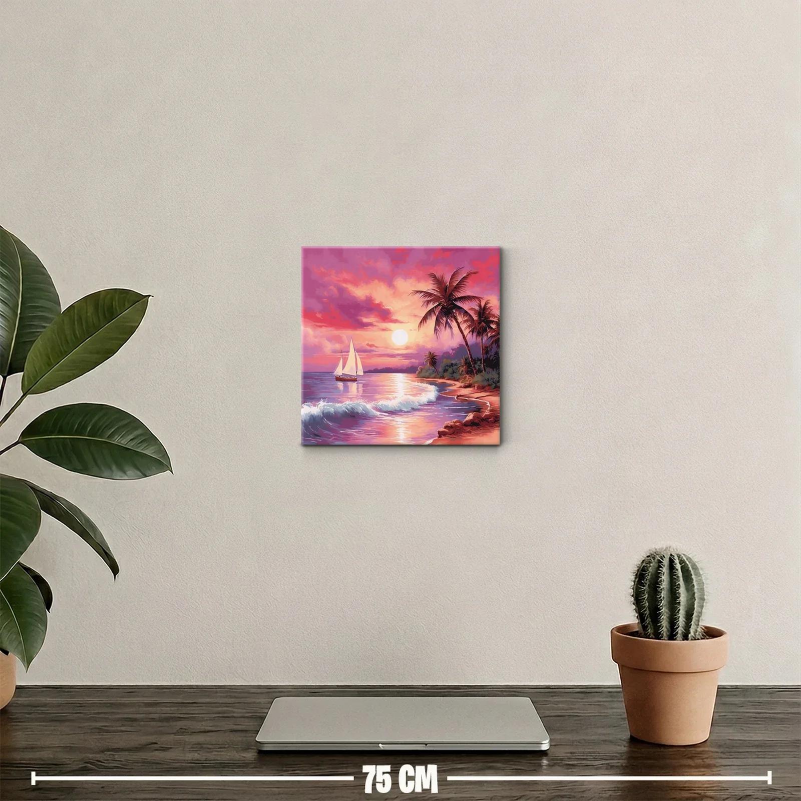 Atardecer tropical con velero en cielo vibrante — miniatura 2