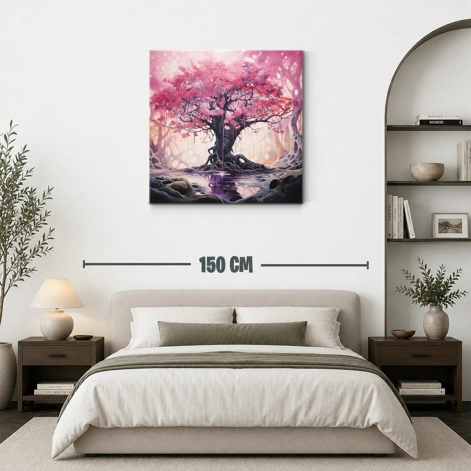 Árbol mágico con follaje rosa en paisaje onírico — miniatura 3