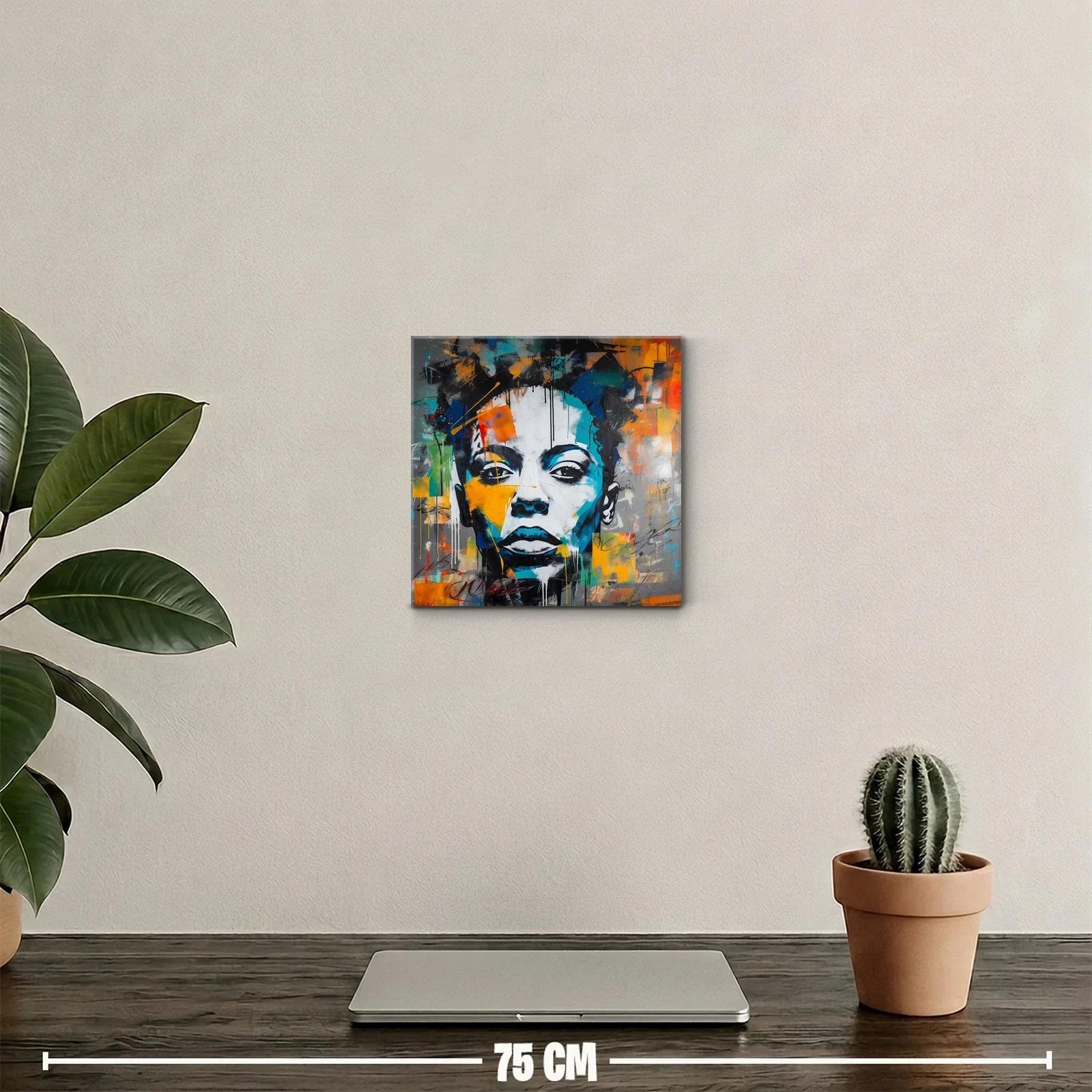 Rostro femenino vibrante con toques abstractos y colores intensos — miniatura 2