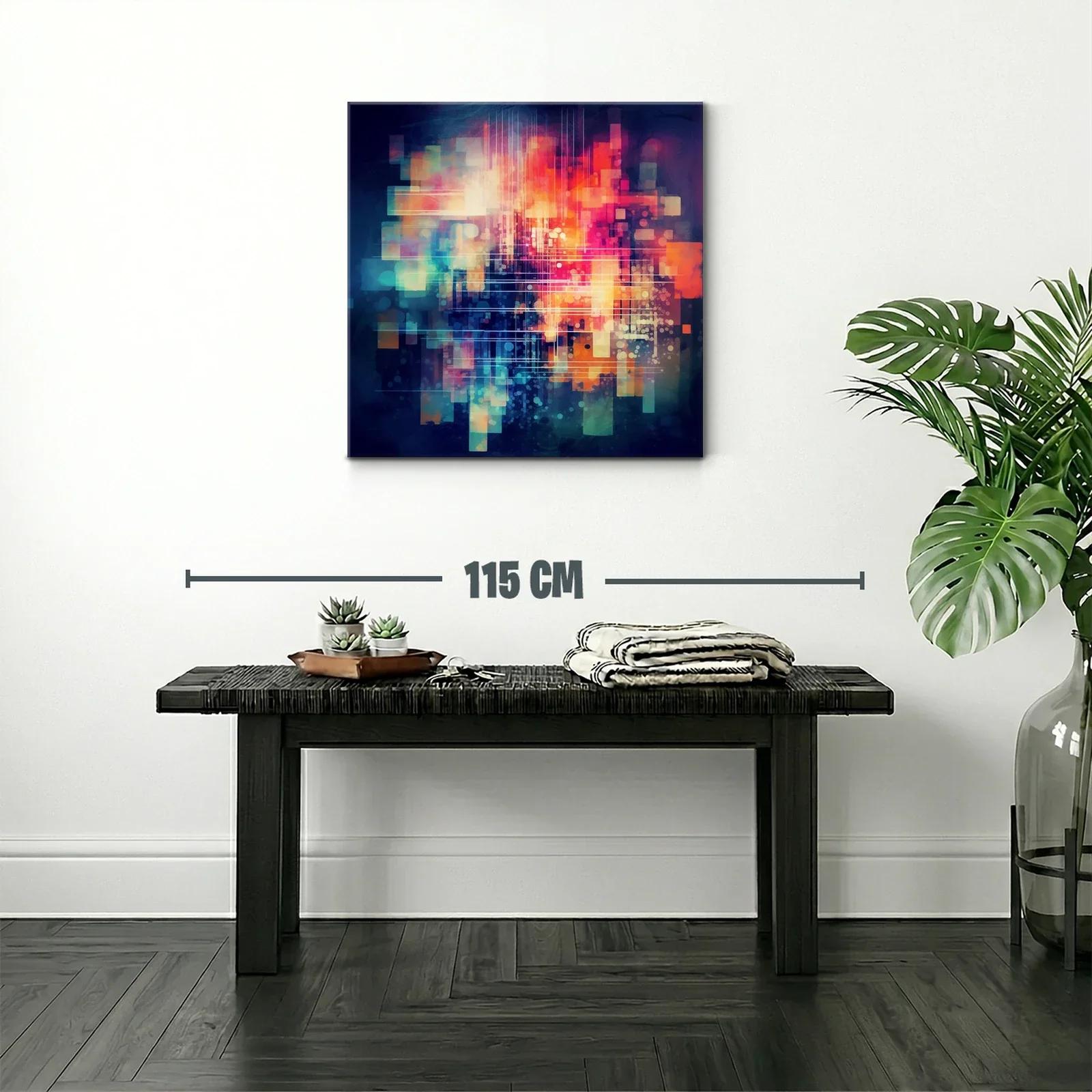 Composición abstracta en tonos cálidos y fríos vibrantes — miniatura 2