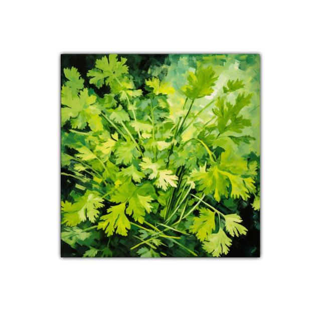 Cuadro decorativo con vibrante ramo de hojas verdes