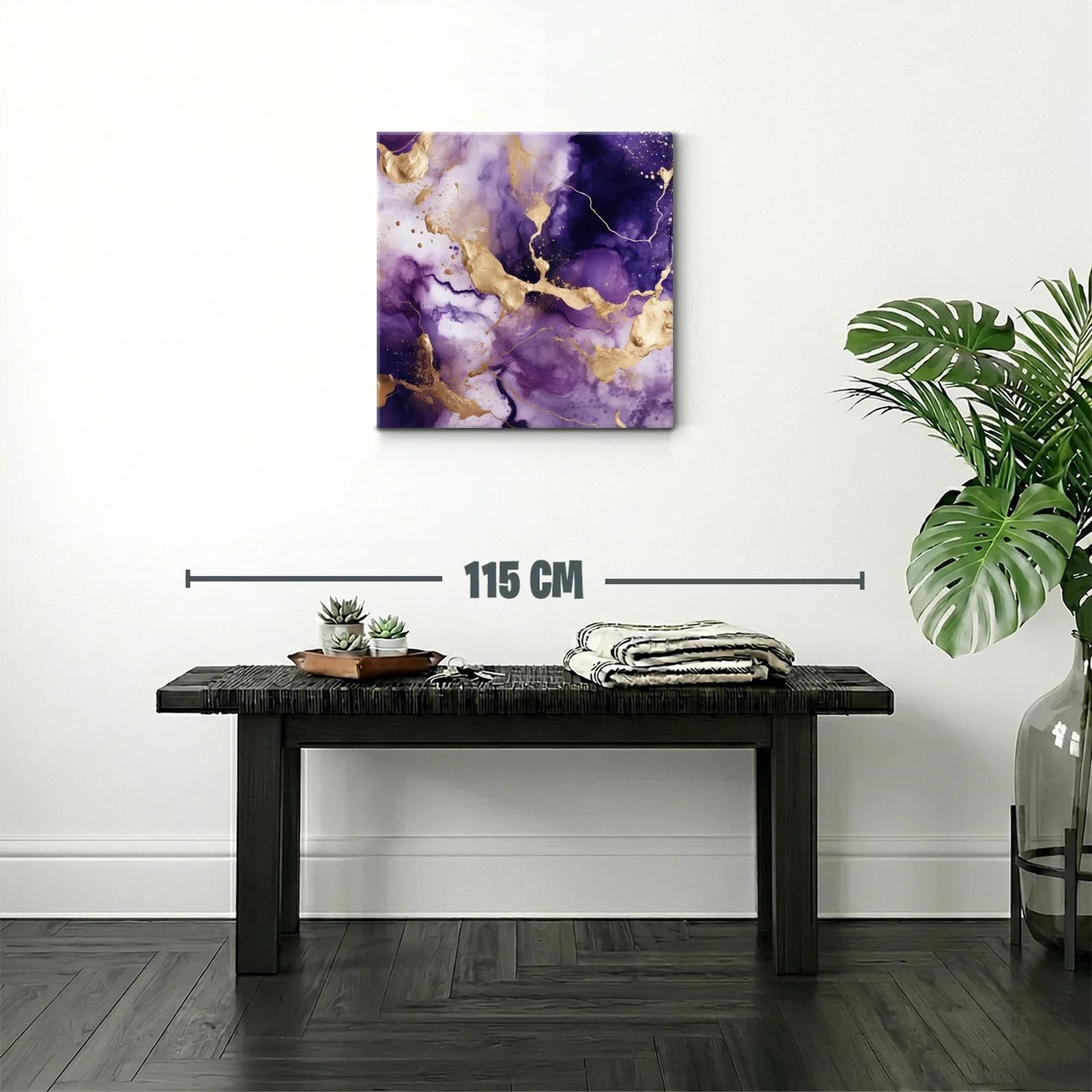 Arte abstracto en tonos púrpura y dorado elegante y moderno — miniatura 2