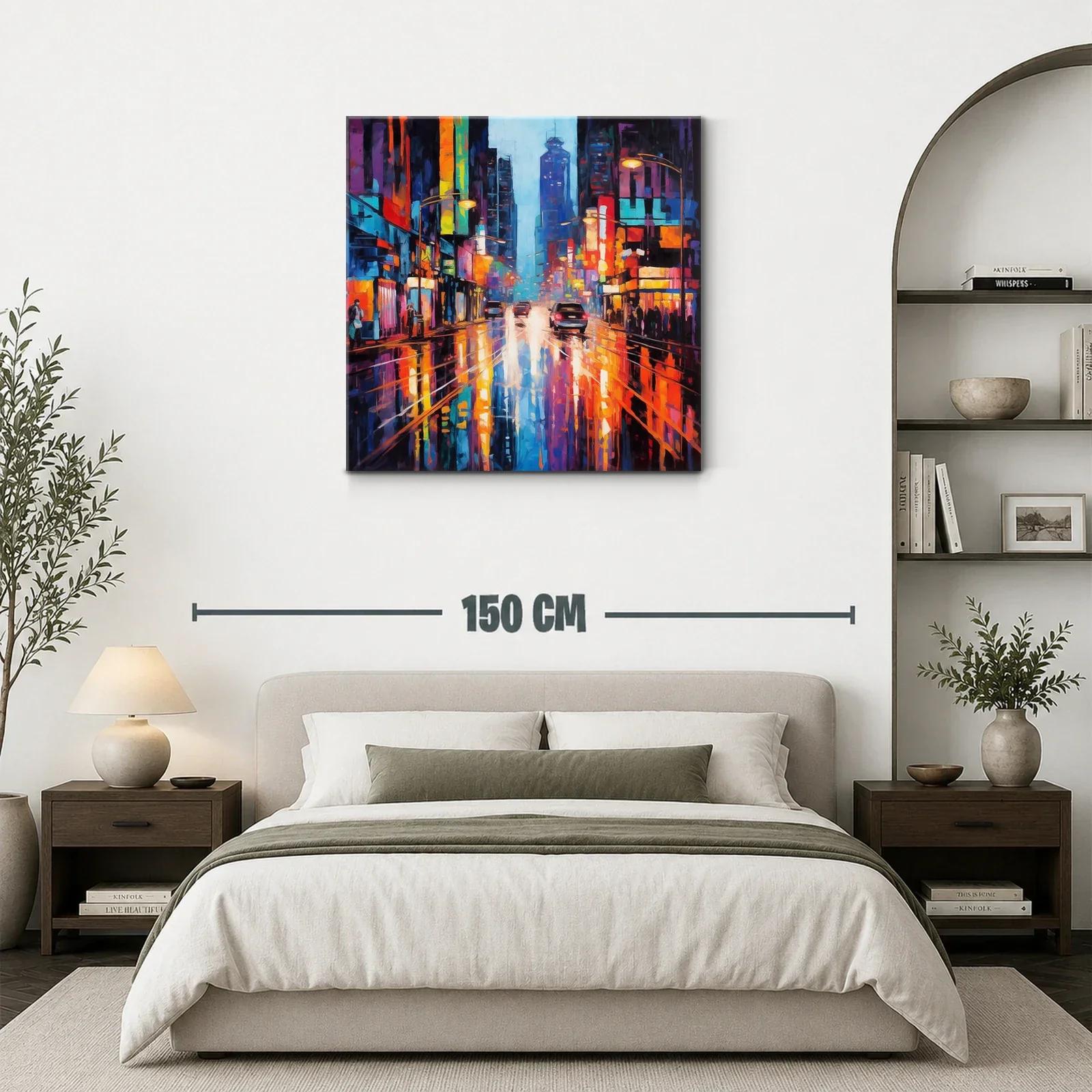 Ciudad vibrante con reflejos de luces de neón — miniatura 3