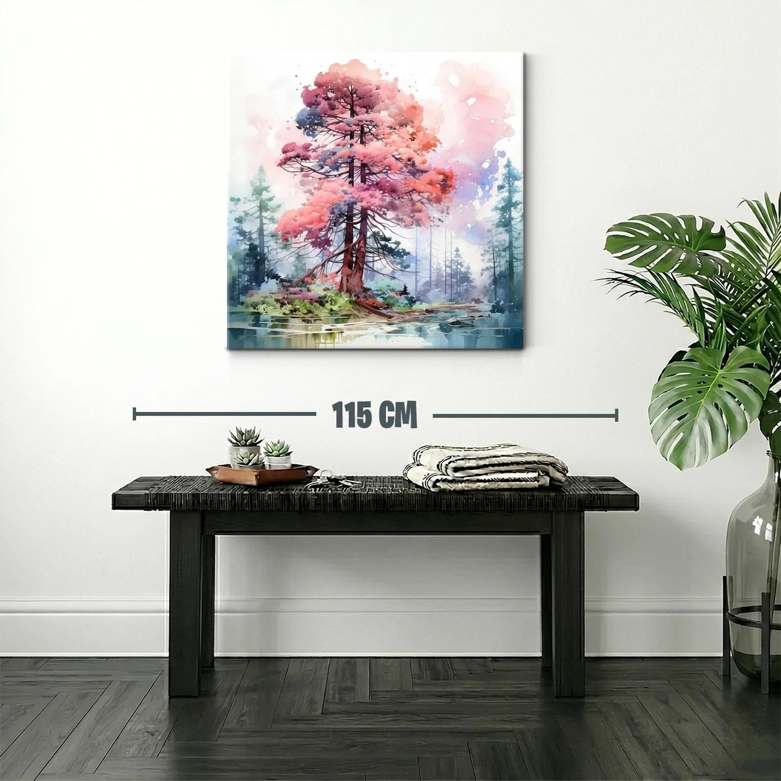 Árbol en tonos rosa y azul en paisaje sereno — miniatura 2
