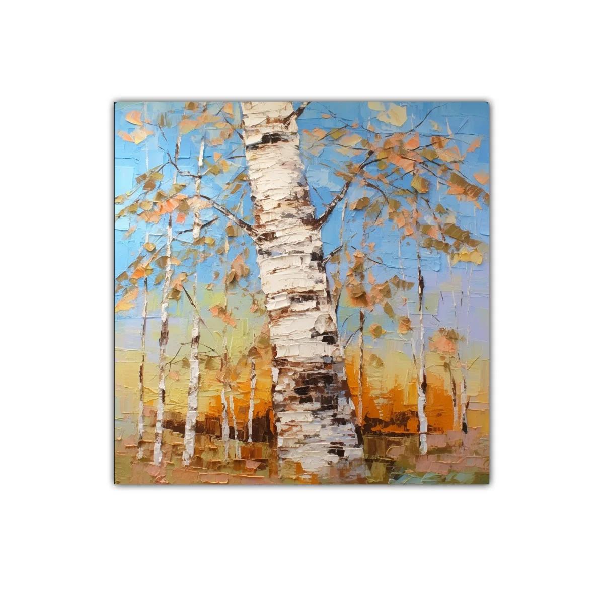 Árboles de Abedul en Paisaje de Otoño Luminoso