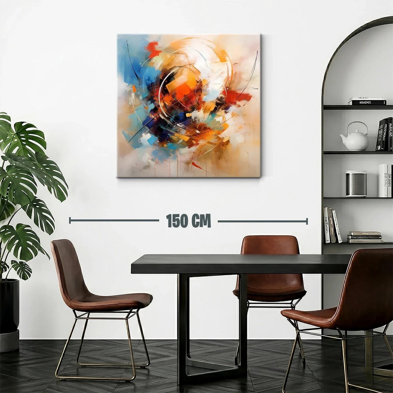 Composición abstracta en tonos cálidos y fríos vibrantes — miniatura 2