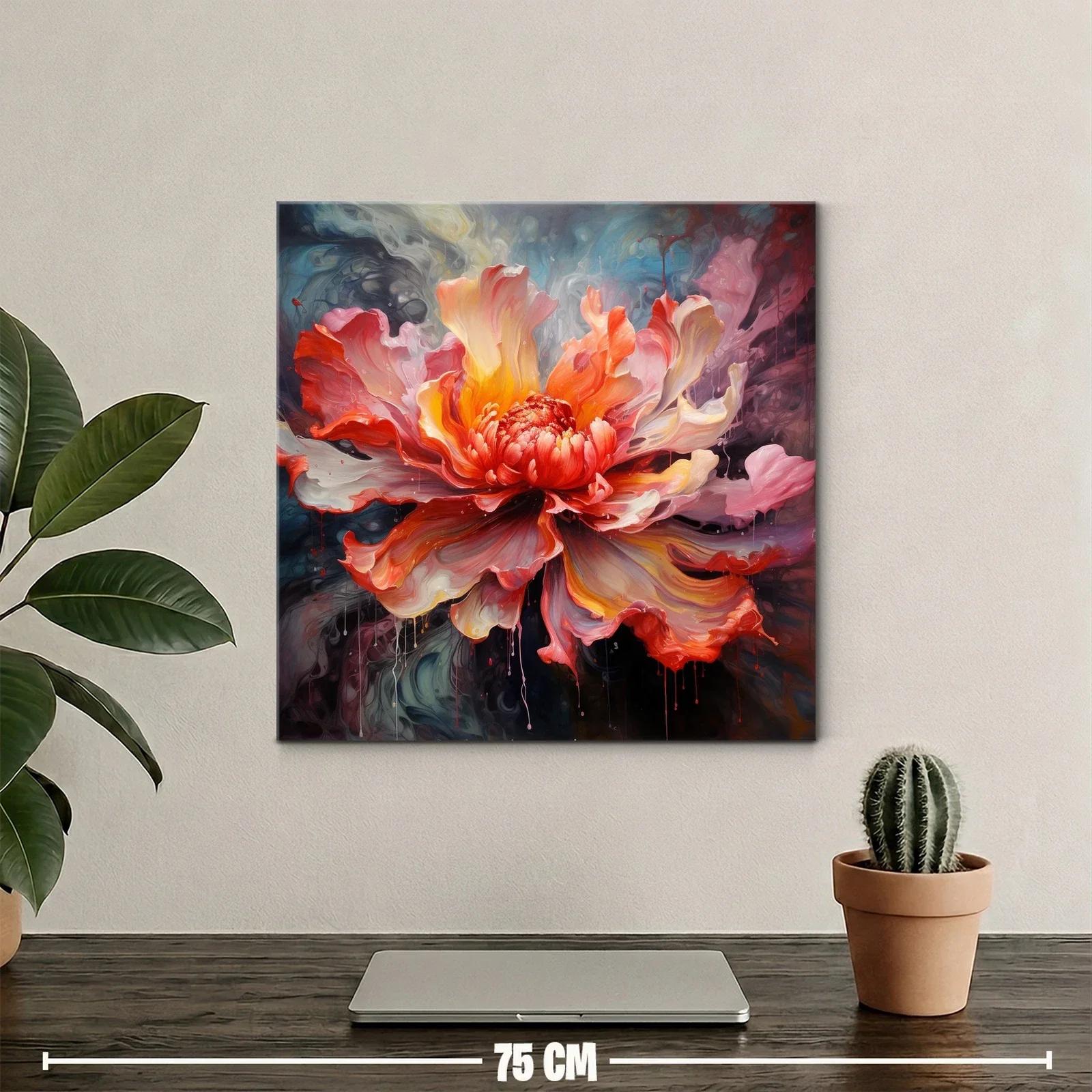 Flor vibrante con tonos cálidos y fondo misterioso — miniatura 2