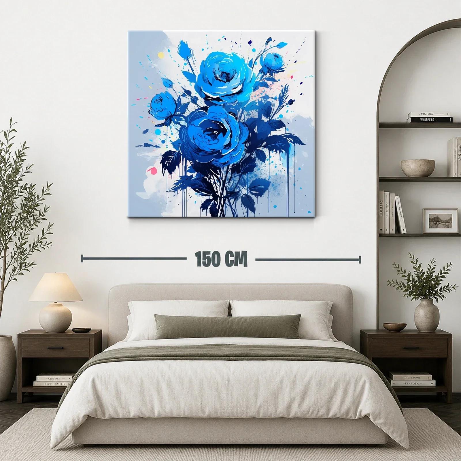 Ramo de rosas azules con pinceladas expresivas — miniatura 3