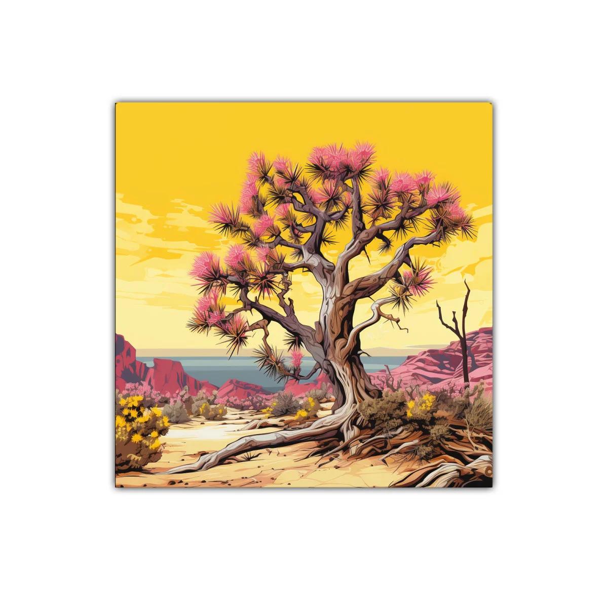 Árbol desierto con flores rosas y paisaje brillante — imagen principal