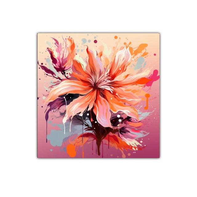 Cuadro floral vibrante con tonos cálidos y modernos