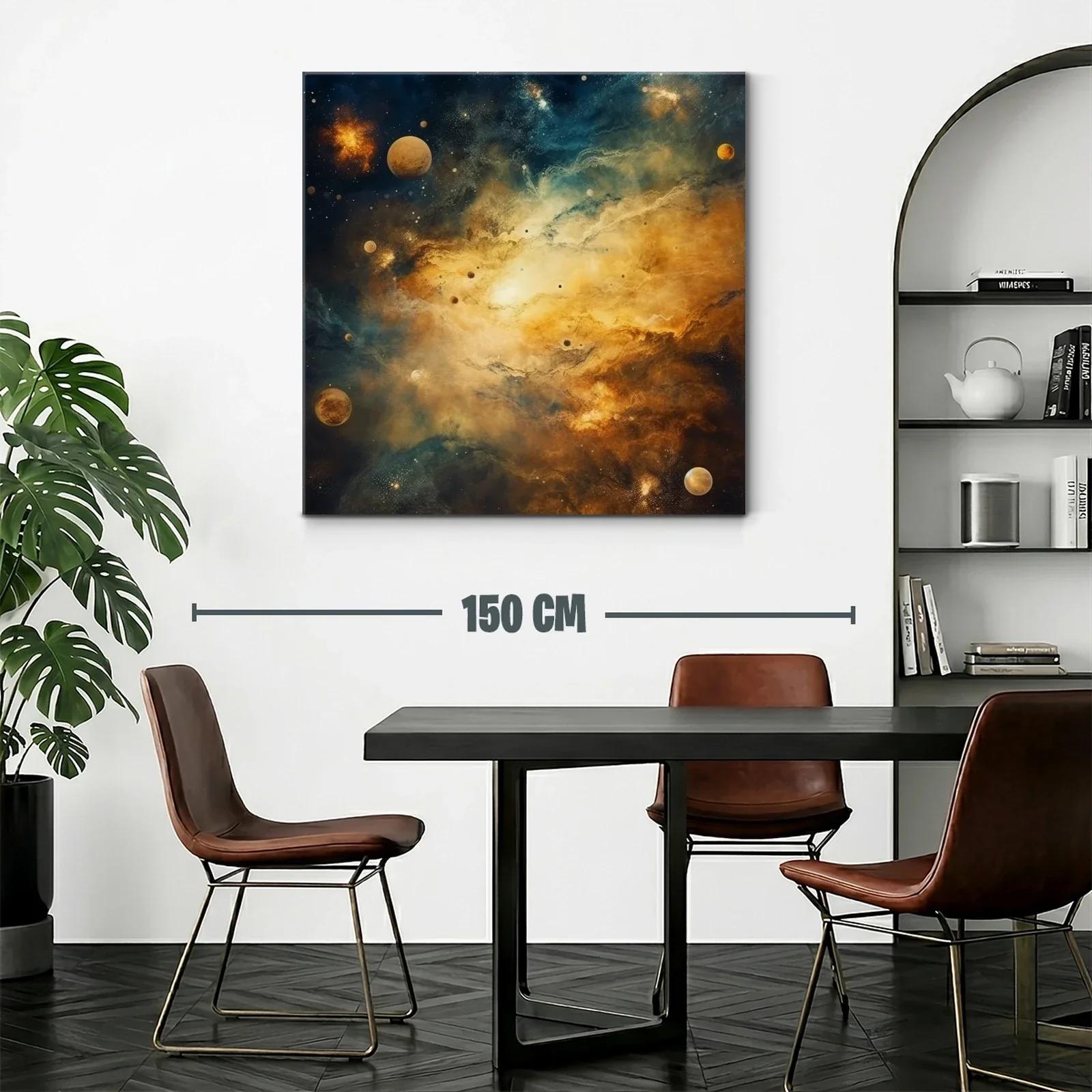 Galaxia brillante entre mundos y estrellas doradas — miniatura 2