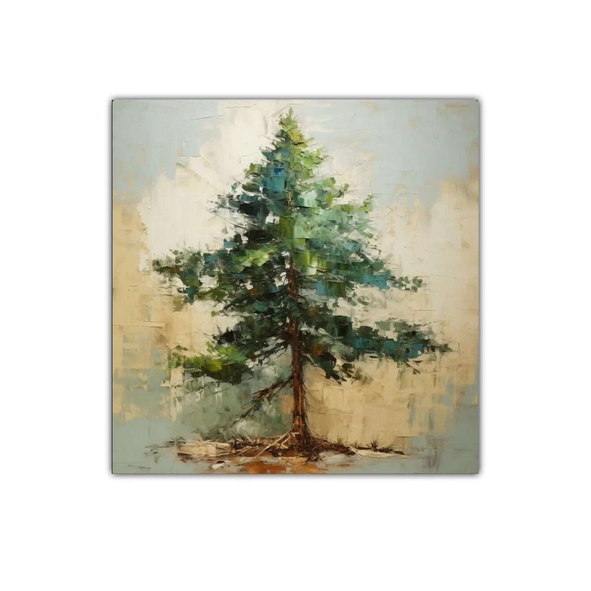 Cuadro decorativo con árbol verde en tonos naturales — imagen principal