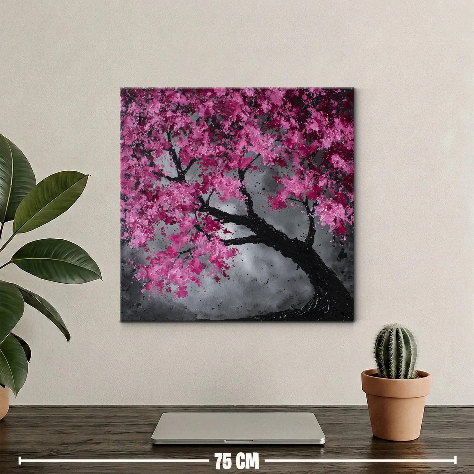 Árbol floreciente con tonos fucsia y fondo gris acero — miniatura 2