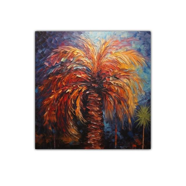 Palmira luminosa en tonos cálidos y vibrantes