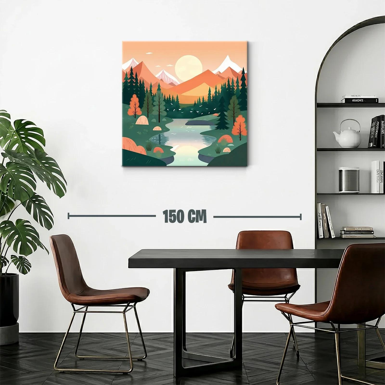 Paisaje sereno con río y montañas al atardecer — miniatura 2