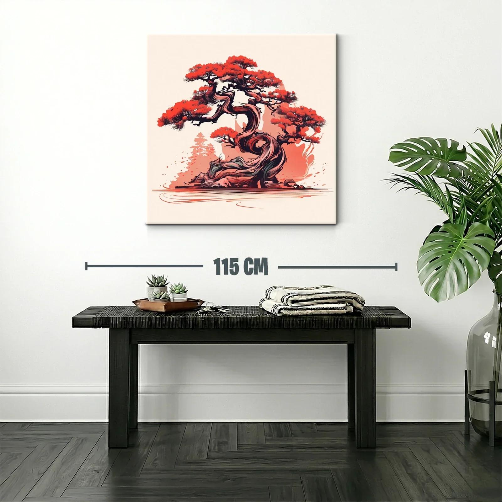 Árbol bonsái con vibrantes tonos rojos y negros — miniatura 2
