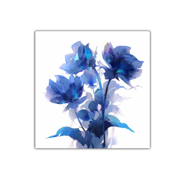 Cuadro decorativo flores azul intenso para interiores modernos